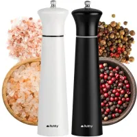 Młynek Ręczny do Pieprzu i Soli - Czarny i Biały - Zestaw Młynków do Kuchni