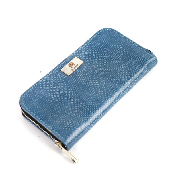 P-02 Portfel skórzany Korona -błękitny J KEMER zdjęcie 1