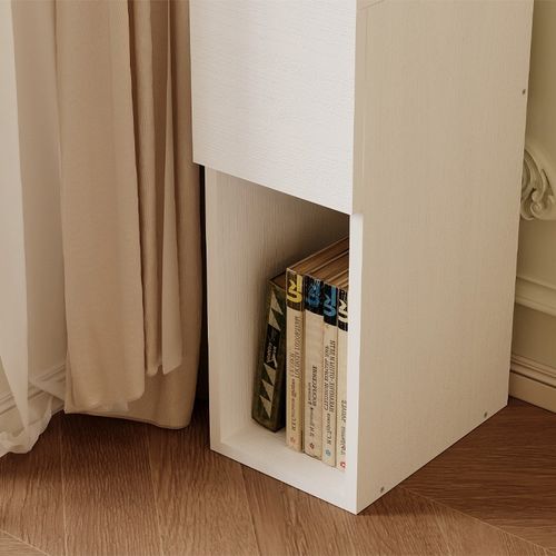 SZAFKA NOCNA BIAŁA Z SZUFLADĄ STOLIK Z PÓŁKĄ NOWOCZESNY LOFT DO SYPIALNI na Arena.pl