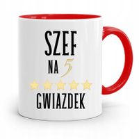 Kubek Czerwony Dla Szefa Szef Na 5 Gwiazdek Z Nadrukiem Ze Zdjęciem