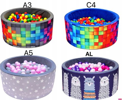 Suchy Basen z piłeczkami 90x40 piłkami 200 wzory dla dzieci kojec z kulkami na Arena.pl