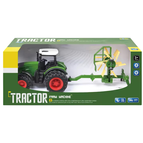 Traktor Z Zgrabiarką Maszyna Rolnicza Model Pojazdu 1:24 Farma Zestaw na Arena.pl