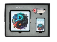 Zestaw Prezentowy Yin Yang Papierośnica + Zapalniczka + Kamienie i Knot