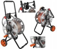 NEO WÓZEK NA WĄŻ OGRODOWY METALOWY DO 60m 1/2" +PROWADNICA WĘŻA 15-792