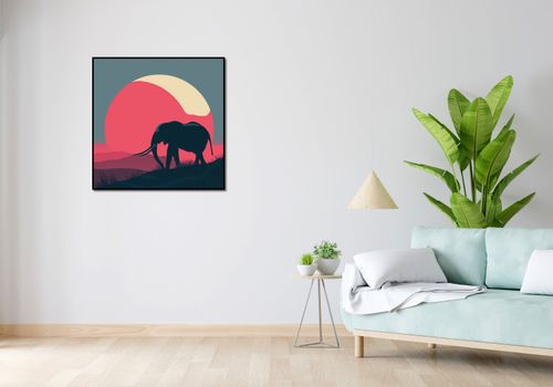 Plakat 80x80cm Słoń przy Czerwieni na Arena.pl