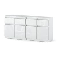 Komoda 160cm Glamour Duża Szafka Biała Wysoki Połysk 4 Szuflady Nowoczesna