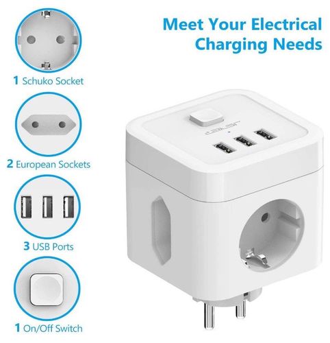 Kostka Zasilająca 3 Gniazda 3 Usb Wyłącznik Biała na Arena.pl