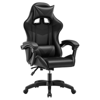 Fotel gamingowy czarny z poduszką lędźwiową i zagłówkiem do biurka