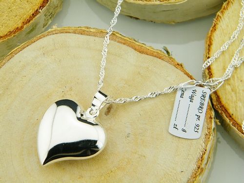 WYJĄTKOWE SERDUSZKO Z ŁAŃCUSZKIEM SINGAPUR DŁUGOŚĆ 45 CM SREBRO PRÓBY 925 na Arena.pl