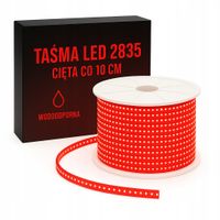Taśma Led 2835 230v 10w Czerwona Co 10cm Wodoodporna Bez Zasilacza