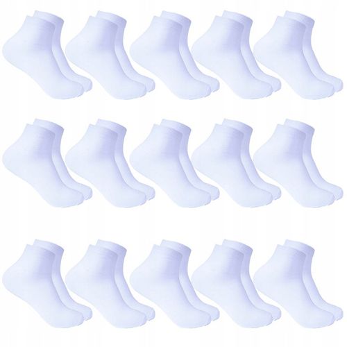 15x KRÓTKIE SKARPETY Bawełniane ODDYCHAJĄCE SKARPETKI sportowe Białe 40-43 na Arena.pl