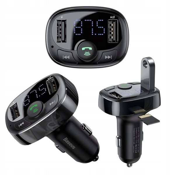 Transmiter Baseus bluetooth MP3 ładowarka 2xUSB z wyświetlaczem LCD zdjęcie 1
