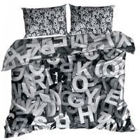 Pościel bawełna satyna 3D 140x200cm BIAŁE LITERY