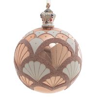 Bombka szklana z brokatem i ceramiczną zawieszką 12 cm złota x4