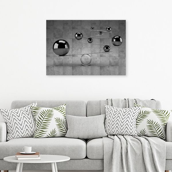 Emaga Obraz na płótnie, Srebrne kule 3D - 90x60 zdjęcie 2