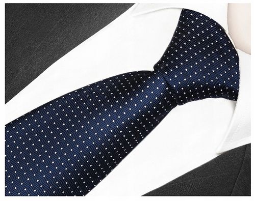 GRANATOWY KLASYCZNY Krawat Męski do Garnituru Kropki Groszki ŻAKARDOWY rc08 na Arena.pl