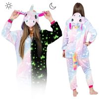 Kigurumi Onesie Piżama tęczowy jednorożec SWIECĄCY W CIEMNOŚCI