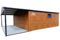 GARAŻ BLASZANY 6M X 6M POZIOM DWUSPAD 2X BRAMA - OKNO PCV 6X6 GB229