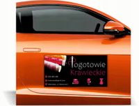 Magnes na samochód reklama magnetyczna 60x30 cm POGOTOWIE KRAWIECKIE wzory