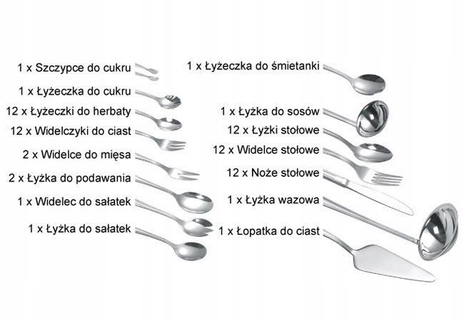 Sztućce w Walizce 72 ele 12 osób Połysk KINGHoff zdjęcie 7