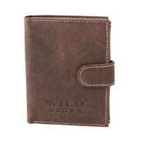 portfel skórzany męski pionowy wild tiger - ciemnobrązowy