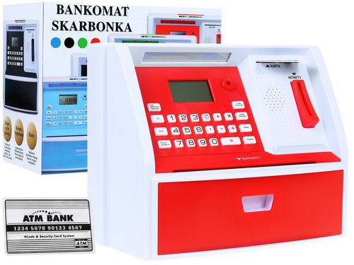 Bankomat Z Kartą Skarbonka Dla Dzieci 3+ Czerwony Interaktywne Funkcje na Arena.pl