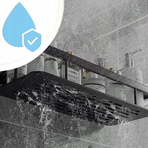 ZESTAW 2 SZT PÓŁKA ŁAZIENKOWA WISZĄCA METALOWA SAMOPRZYLEPNA CZARNA LOFT na Arena.pl