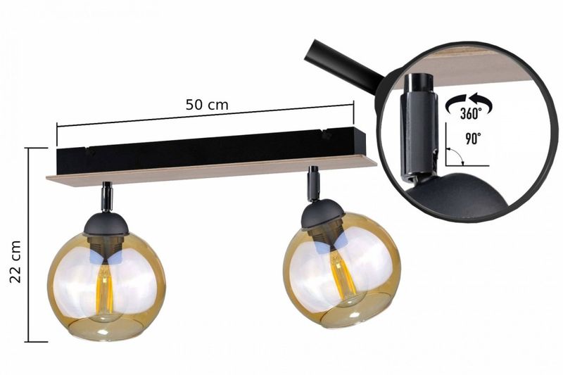 Spot 2xE27 THEA WOOD zdjęcie 3