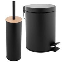 Zestaw łazienkowy "Czarna Elegancja" – kosz na śmieci i szczotka do WC