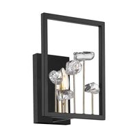 Ścienna lampa glamour Caroline z kryształkami czarna złota