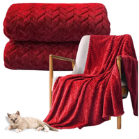 koc narzuta na łóżko wytłaczana pled 200x220 cm prezent świąteczny czerwony