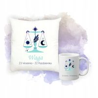 Zestaw Poduszka i Kubek Nadruk Personalizacja ZNAKIEM ZODIAKU WAGA