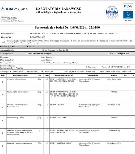 OstroVit Glutamine 500 g GLUTAMINA AMINO na Arena.pl