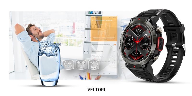 Smartwatch Veltori VT140-1 Czarny Pasek Silikonowy zdjęcie 12