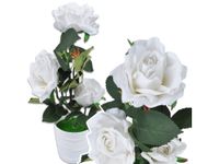 Róża sztuczna róże kwiaty xxl 3 kwiaty w doniczce jak żywa 38cm biały