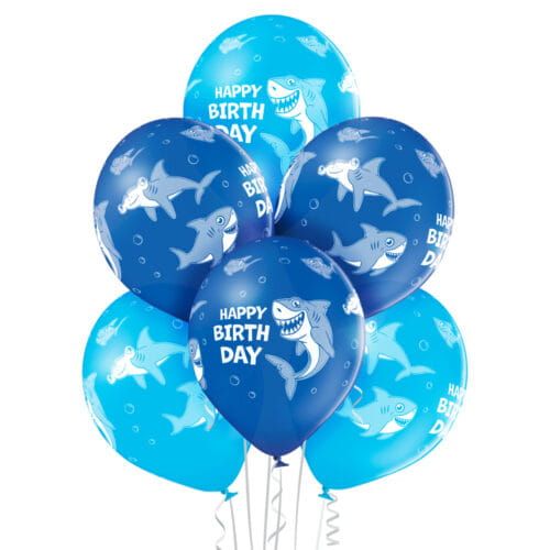 Balony Birthday shark 6szt zdjęcie 1