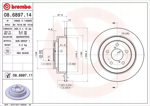 TARCZA HAM TYL 266X10 P BREMBO na Arena.pl
