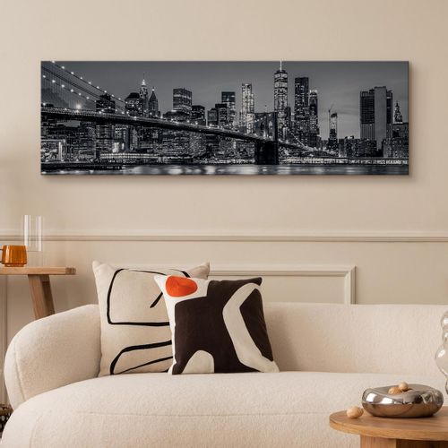 Obraz Panoramiczny NOWY YORK Nocą Brooklyn Bridge Miasto 145cm x 45cm na Arena.pl