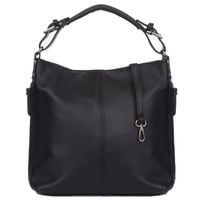 VERA PELLE torebka skórzana elegancka worek z paskiem V566 czarna