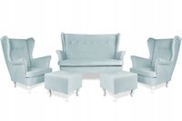 Zestaw wypoczynkowy mebli uszak Ari sofa fotele pufy Family Meble komplet