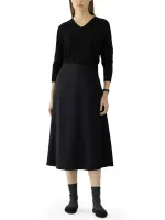 Damska Spódnica Midi Rozkloszowana Bawełniana Elegancka Czarna Rozmiar S