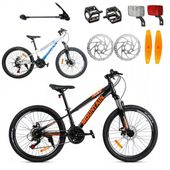 ROWER GÓRSKI MTB 24 CALI NA KOMUNIĘ AMORTYZACJA HAMULCE TARCZOWE 125-150cm