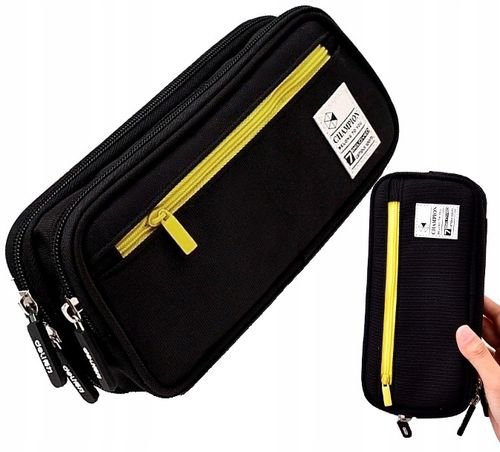 Piórnik dwukomorowy szkolny duży szkoła saszetka  C1_7_Czarny na Arena.pl