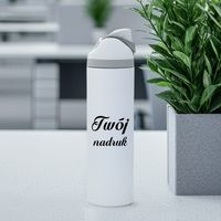 Bidon ergonomiczny z Twoim nadrukiem - biały 960 ml z ustnikiem