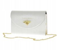 Laura Biaggi - torebka wizytowa na łańcuszku pszczoła srebrno-biały P237