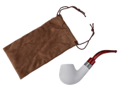 Elegancka Biała Fajka Kompozytowa z Woreczkiem - 14 cm