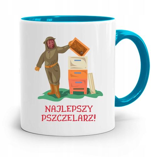 Kubek Błękitny Dla Pszczelarza Najlepszy Prezent Z Nadrukiem Ze Zdjęciem na Arena.pl