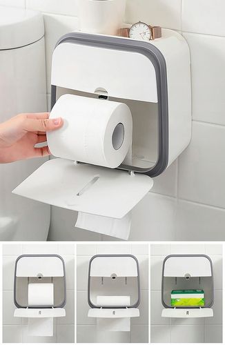 UCHWYT POJEMNIK NA PAPIER TOALETOWY + SZUFLADKA NA CHUSTECZKI PÓŁKA WC na Arena.pl