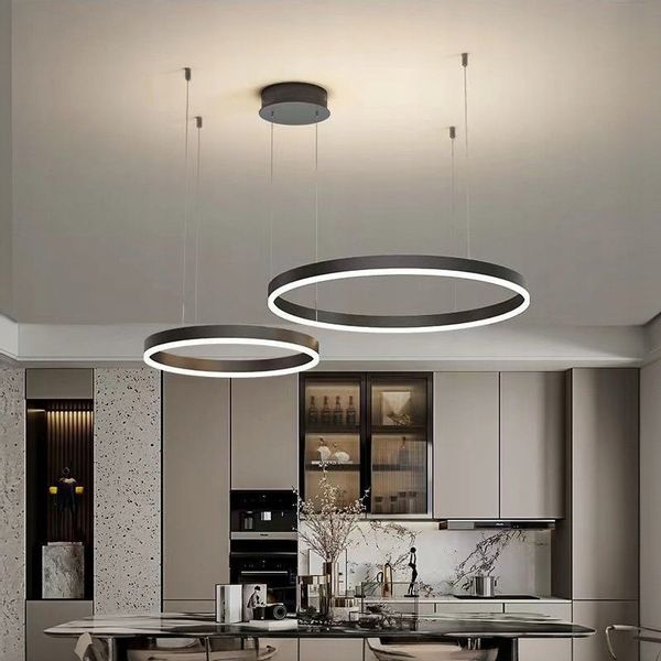 Lampa wisząca 40+60cm pilot okrąg ring żyrandol 52W LED Tuya WiFi SILVA EXT zdjęcie 13