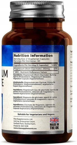 Glicynian Magnezu 120 Kapsułek po 250mg - Rise zdjęcie 4
